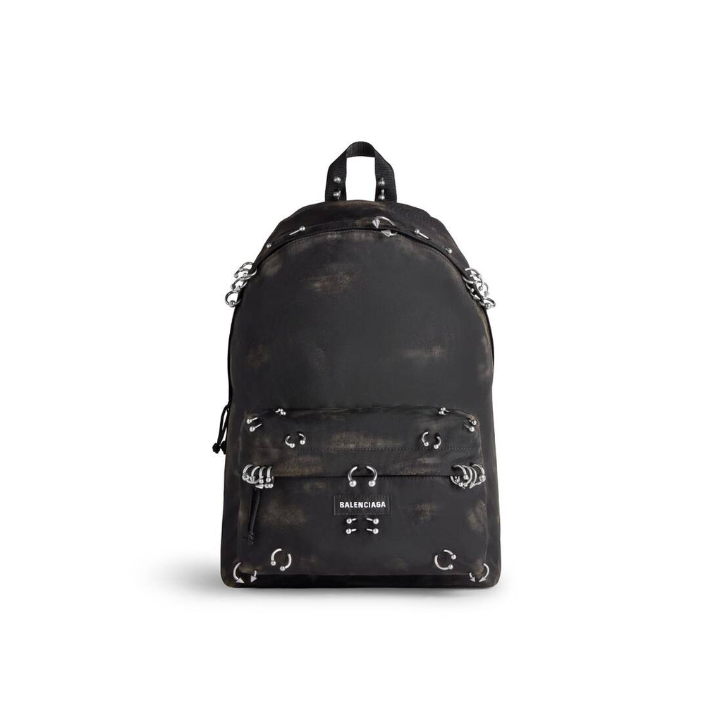 MEN'S EXPLORER BACKPACK WITH PIERCINGS IN BLACK