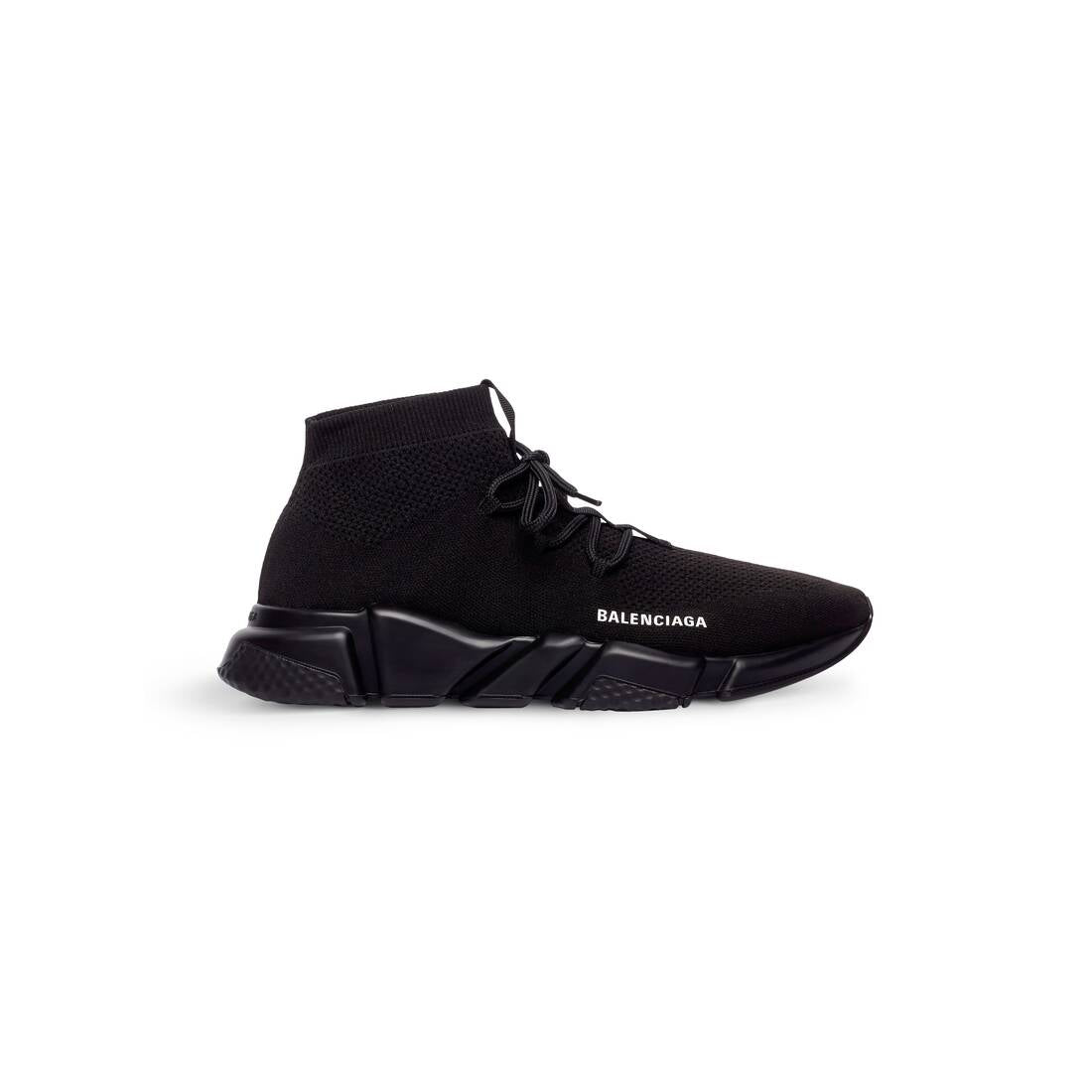 MEN'S SPEED LACE-UP RECYCLED KNIT SNEAKER IN BLACK