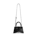 WOMEN'S HOURGLASS SMALL HANDBAG CRUSHED EFFECT IN BLACK