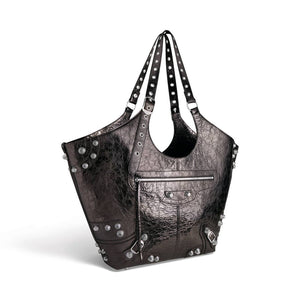 WOMEN'S LE CAGOLE LARGE CARRY ALL BAG METALLIZED IN GREY