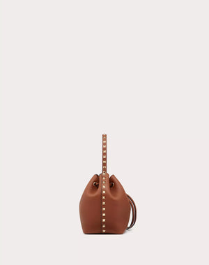 ROCKSTUD GRAINY CALFSKIN BUCKET BAG