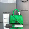 Balenciaga Handbag Hourglass XS in Green Shiny Embossed Croc Leather