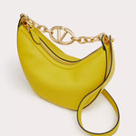 SMALL VLOGO MOON HOBO BAG IN LEATHER WITH CHAIN