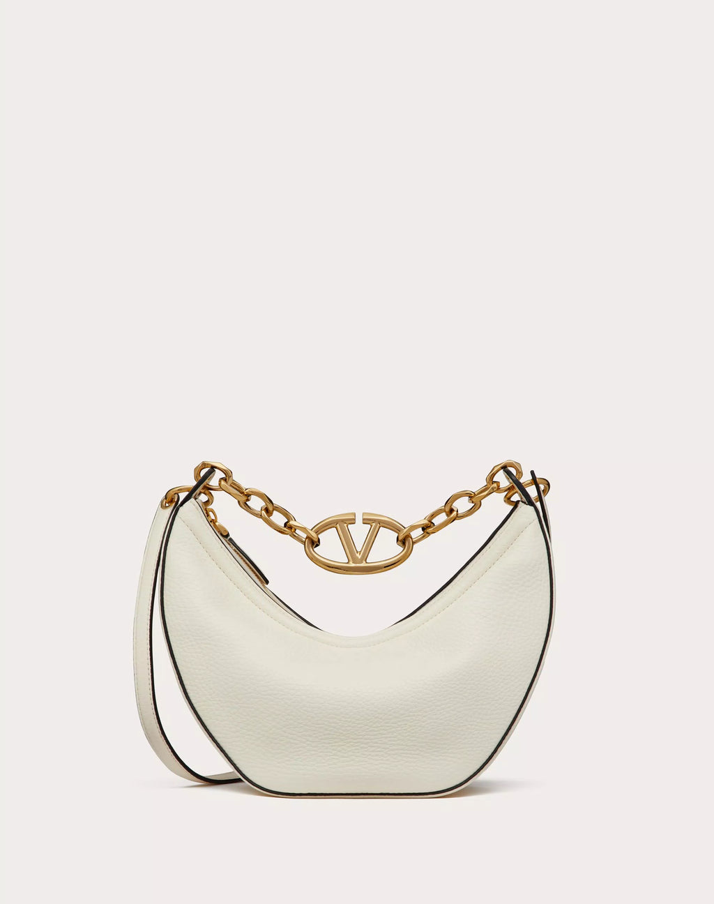 SMALL VLOGO MOON HOBO BAG IN LEATHER WITH CHAIN