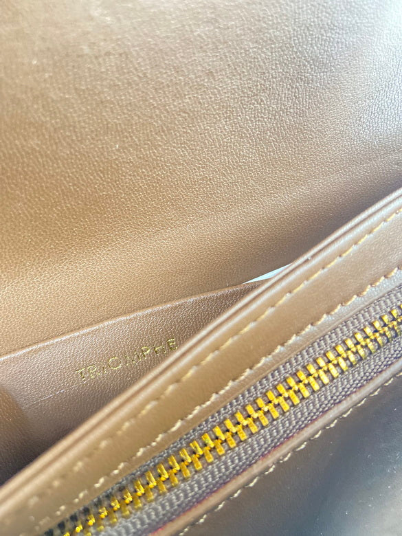 CELINE Shiny Calfskin Medium Triomphe Bronze