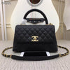 CHANEL Caviar Lizard Embossed Quilted Small Coco Handle Flap Black