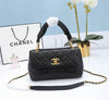 CHANEL Crumpled Lambskin Quilted Mini CC Links Top Handle Flap Black