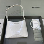 BALENCIAGA   Xx Bb-logo Crocodile-effect Leather Shoulder Bag In White