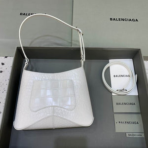 BALENCIAGA   Xx Bb-logo Crocodile-effect Leather Shoulder Bag In White