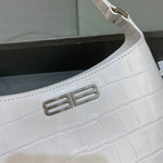 BALENCIAGA   Xx Bb-logo Crocodile-effect Leather Shoulder Bag In White