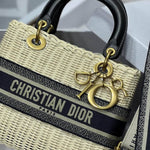 CHRISTIAN DIOR  Wicker Oblique Medium Lady Dior Bag Blue