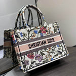 Dior White Medium Rosa Mutabilis Book Tote