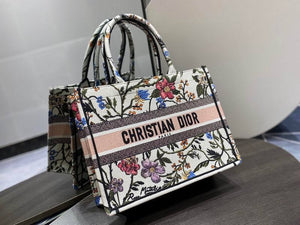 Dior White Medium Rosa Mutabilis Book Tote