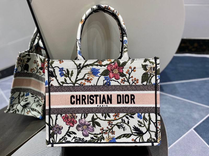 Dior White Medium Rosa Mutabilis Book Tote