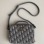 Dior Dior Box 30 Montaigne handbag in navy blue monogram canvas Oblique and navy blue leather