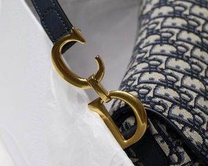 Dior Saddle Medium Toile de Jouy bag White Blue Cream Dark blue Gold hardware