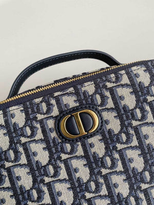 Dior Dior Box 30 Montaigne handbag in navy blue monogram canvas Oblique and navy blue leather