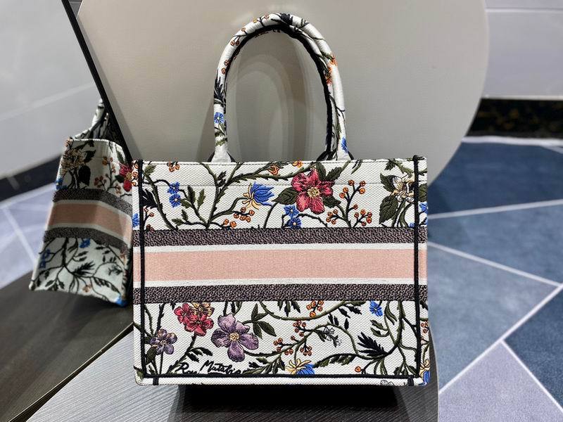 Dior White Medium Rosa Mutabilis Book Tote