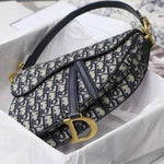 Dior Saddle Medium Toile de Jouy bag White Blue Cream Dark blue Gold hardware