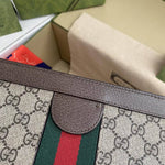 GUCCI - GG Supreme Monogram Web Small Ophidia Chain Shoulder Bag Brown