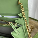 GUCCI - Calfskin Matelasse Small GG Marmont Chain Shoulder Bag Salamander Green