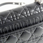 CHRISTIAN DIOR  Calfskin Macrocannage Medium Caro Bag Black