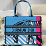 CHRISTIAN DIOR PINK & BLUE ZEBRA PRINTED BOOK TOTE