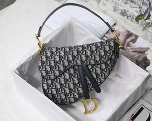 Dior Saddle Medium Toile de Jouy bag White Blue Cream Dark blue Gold hardware