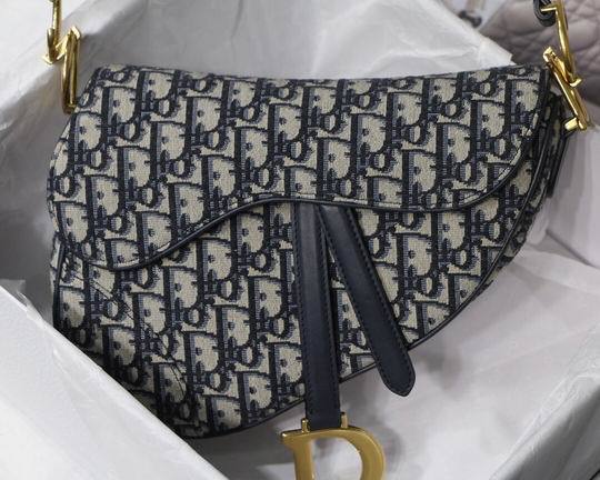 Dior Saddle Medium Toile de Jouy bag White Blue Cream Dark blue Gold hardware