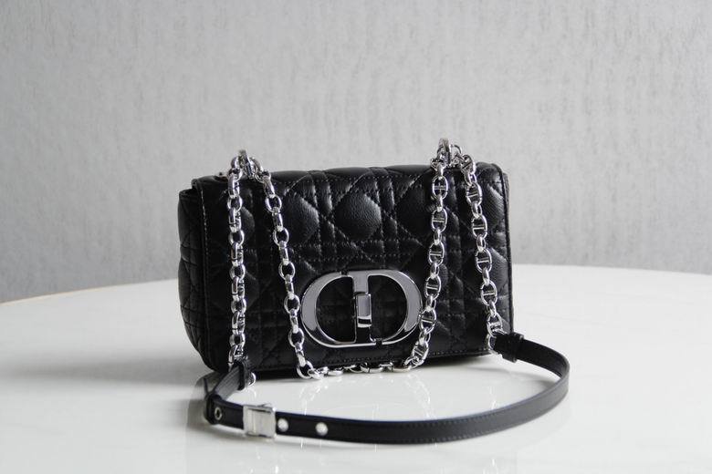 CHRISTIAN DIOR  Calfskin Macrocannage Medium Caro Bag Black