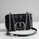 CHRISTIAN DIOR  Calfskin Macrocannage Medium Caro Bag Black