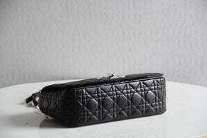 CHRISTIAN DIOR  Calfskin Macrocannage Medium Caro Bag Black