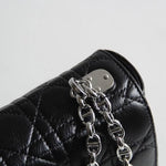 CHRISTIAN DIOR  Calfskin Macrocannage Medium Caro Bag Black