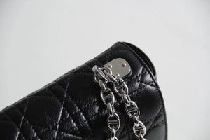 CHRISTIAN DIOR  Calfskin Macrocannage Medium Caro Bag Black