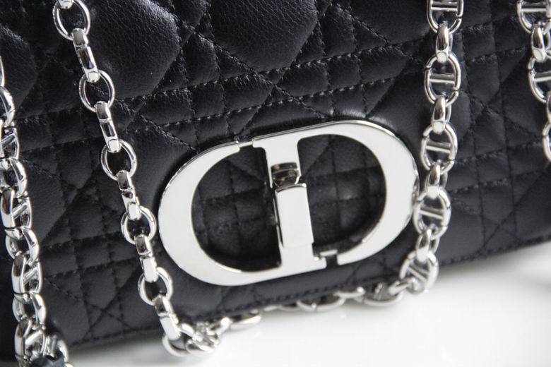 CHRISTIAN DIOR  Calfskin Macrocannage Medium Caro Bag Black