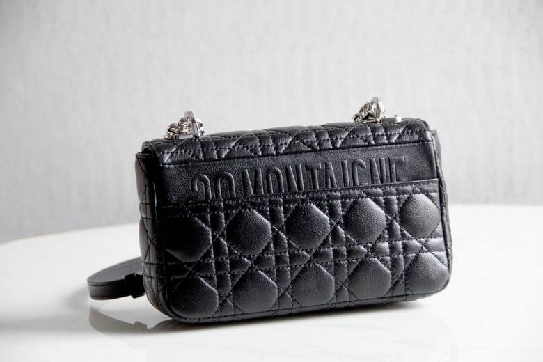 CHRISTIAN DIOR  Calfskin Macrocannage Medium Caro Bag Black