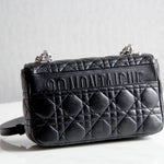 CHRISTIAN DIOR  Calfskin Macrocannage Medium Caro Bag Black