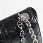 CHRISTIAN DIOR  Calfskin Macrocannage Medium Caro Bag Black