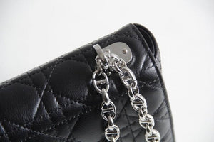 CHRISTIAN DIOR  Calfskin Macrocannage Medium Caro Bag Black