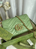 GUCCI - Calfskin Matelasse Small GG Marmont Chain Shoulder Bag Salamander Green