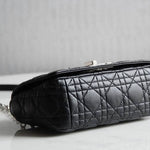 CHRISTIAN DIOR  Calfskin Macrocannage Medium Caro Bag Black