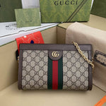 GUCCI - GG Supreme Monogram Web Small Ophidia Chain Shoulder Bag Brown