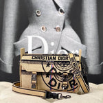 Dior Unisex CD Small Diorcamp Bag Beige Jute Canvas Embroidered Union Motif