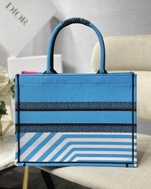 CHRISTIAN DIOR PINK & BLUE ZEBRA PRINTED BOOK TOTE