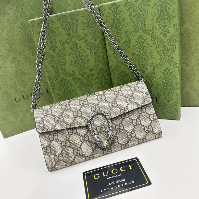 GUCCI - GG Supreme Monogram Dionysus Chain Clutch Wallet Beige Black