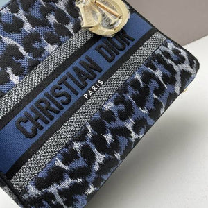 CHRISTIAN DIOR  Canvas Mizza Embroidered Medium Lady D-Lite Blue