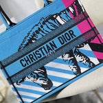 CHRISTIAN DIOR PINK & BLUE ZEBRA PRINTED BOOK TOTE