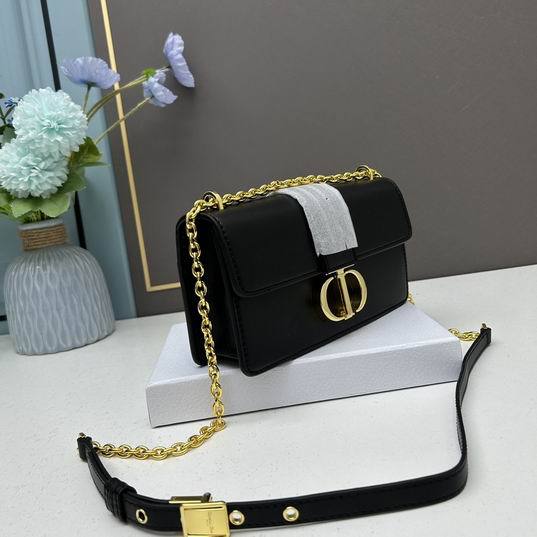 DIOR  Dior Black Leather Montaigne 30 Flap Shoulder Bag