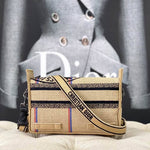 Dior Unisex CD Small Diorcamp Bag Beige Jute Canvas Embroidered Union Motif