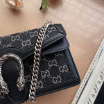 GUCCI - Dionysus GG Mini Chain Bag Black Denim